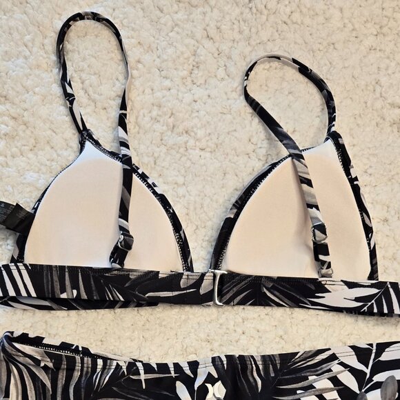 HURLEY BLACK Tropical Floral Print Bikini Women's Size Medium - Picture 8 of 10